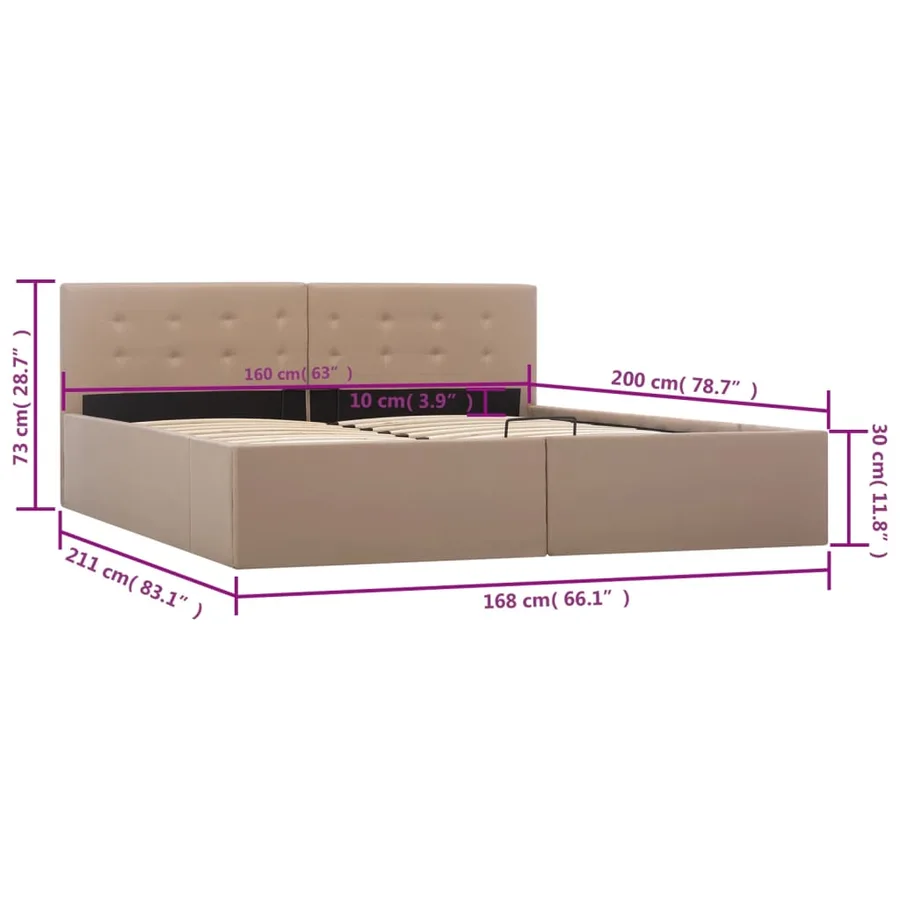 Cadre de lit avec rangement hydraulique Similicuir 160x200 cm - 10
