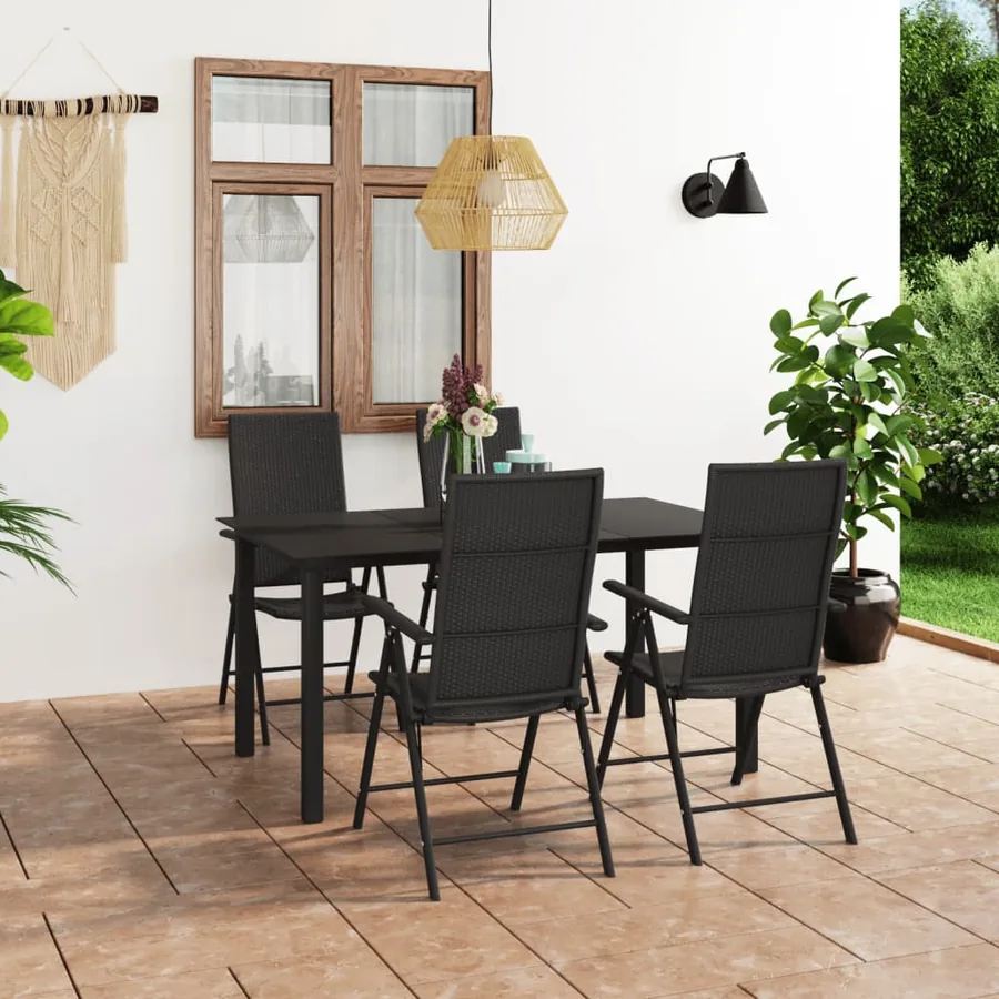 Ensemble à manger de jardin 5 pcs noir