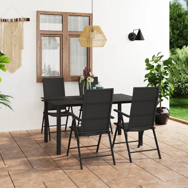 Ensemble à manger de jardin 5 pcs noir