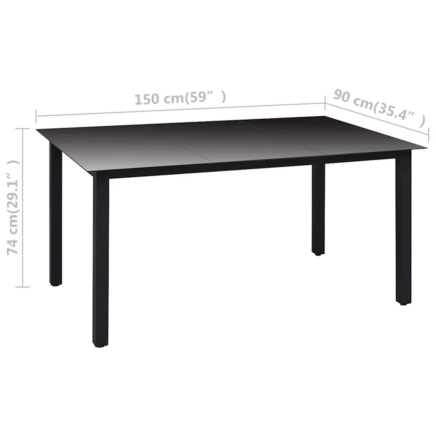Ensemble à manger de jardin 5 pcs noir - 12