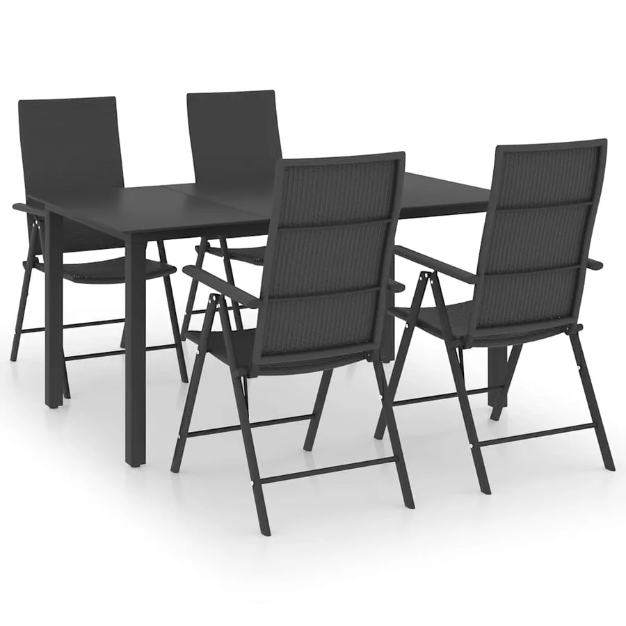 Ensemble à manger de jardin 5 pcs noir - 2