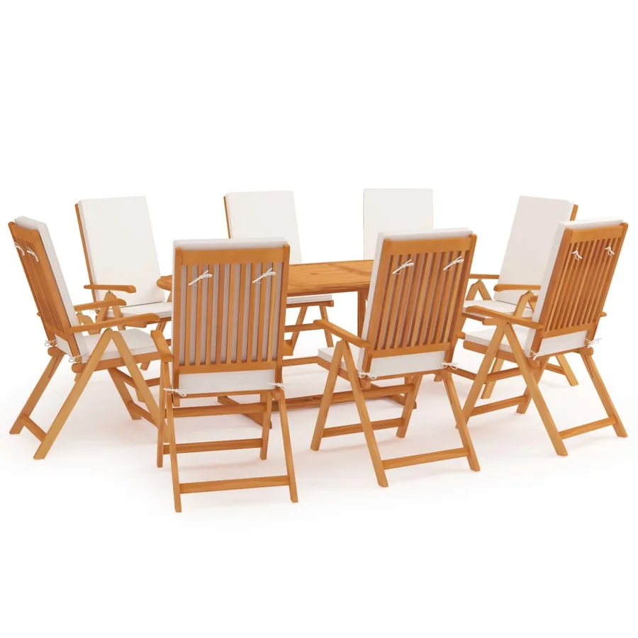 Ensemble à manger de jardin 9 pcs coussins Bois de teck massif