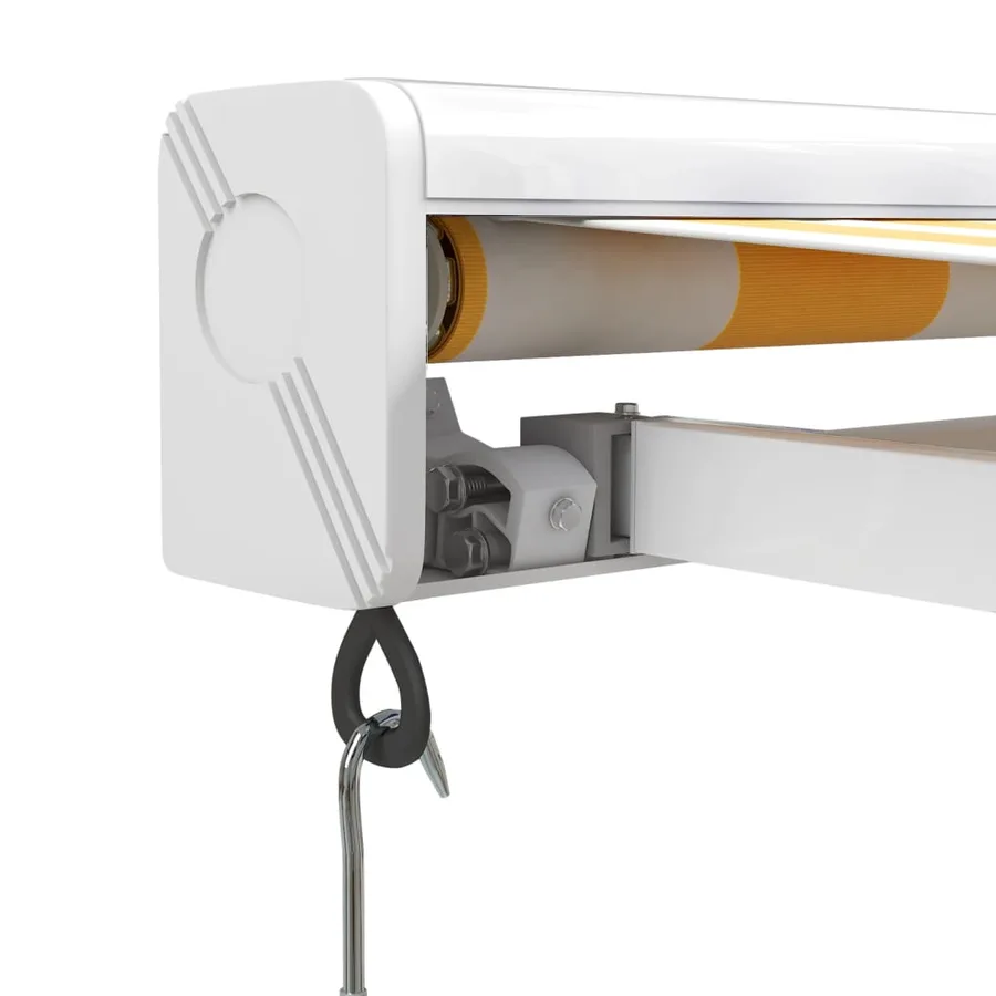 Auvent rétractable jaune et blanc 5x3 m tissu et aluminium - 7