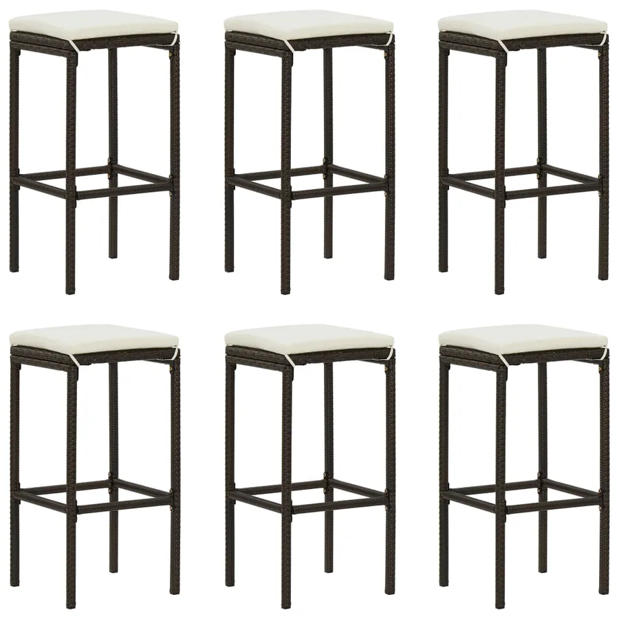 Ensemble de bar de jardin avec coussins 7 pcs Marron - 7