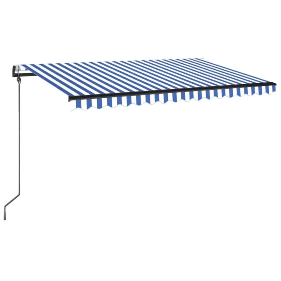 Auvent automatique capteur de vent/LED 400x350 cm Bleu et blanc - 2