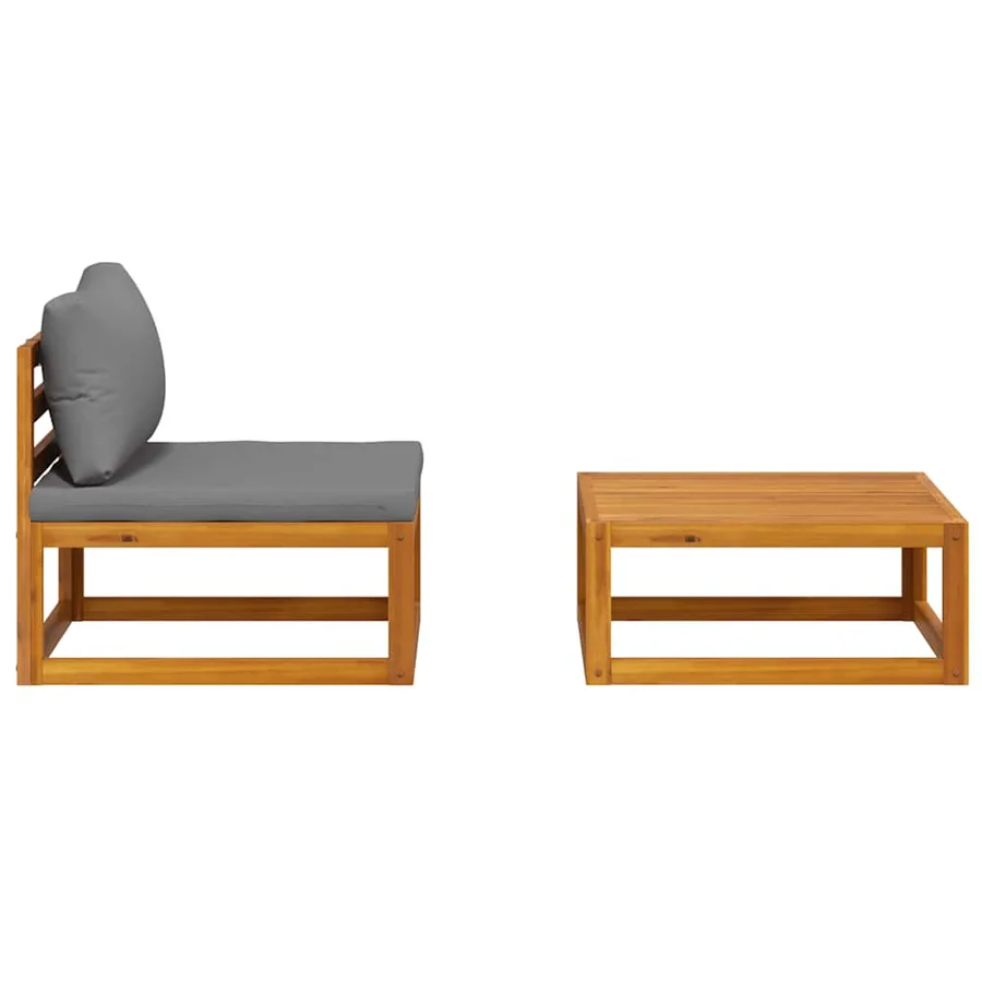 Salon de jardin 2 pcs avec coussin Bois d'acacia solide - 8