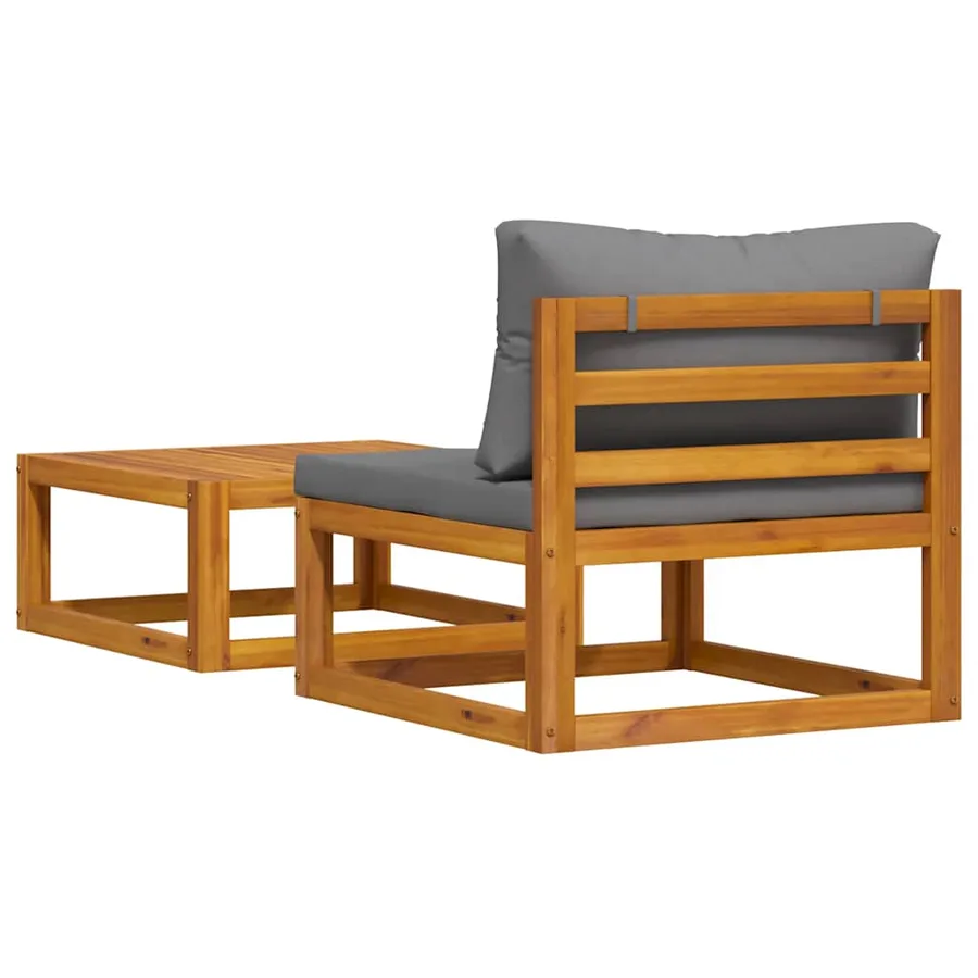 Salon de jardin 2 pcs avec coussin Bois d'acacia solide - 9