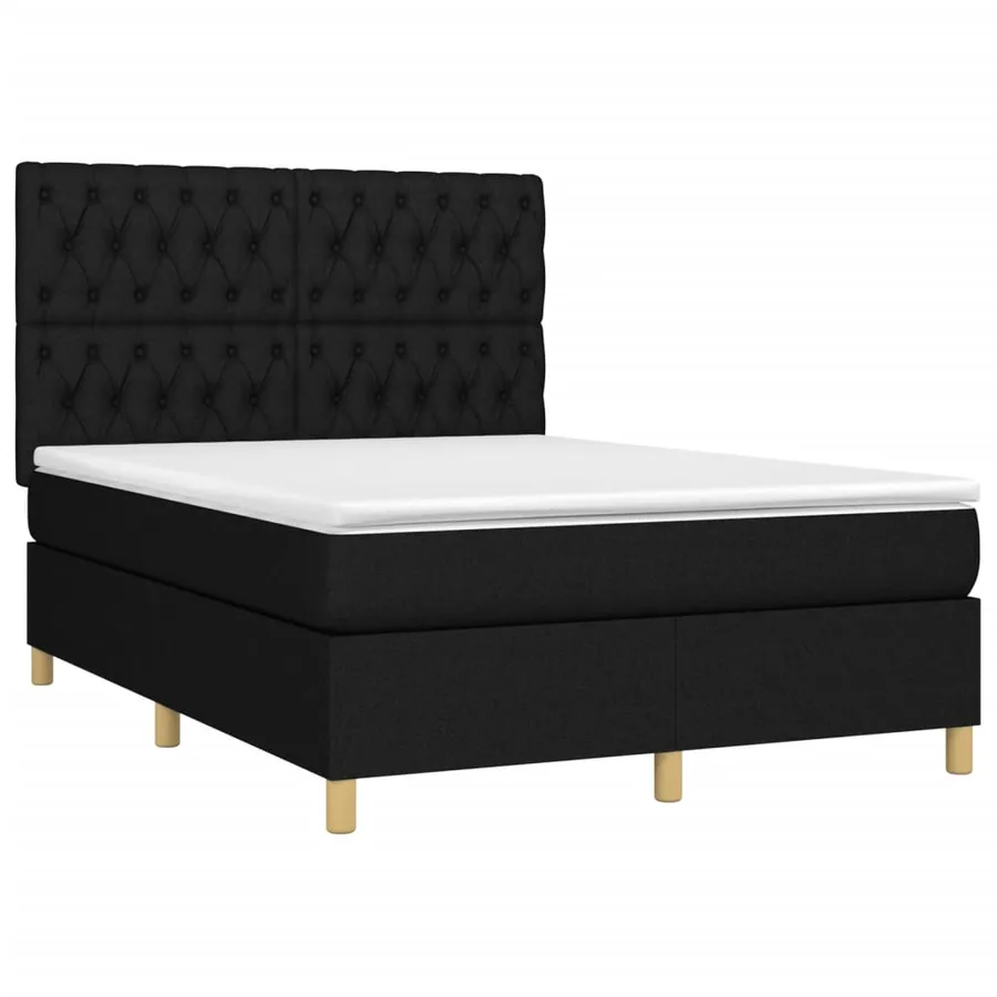 Sommier à lattes de lit avec matelas Noir 140x200 cm Tissu - 3