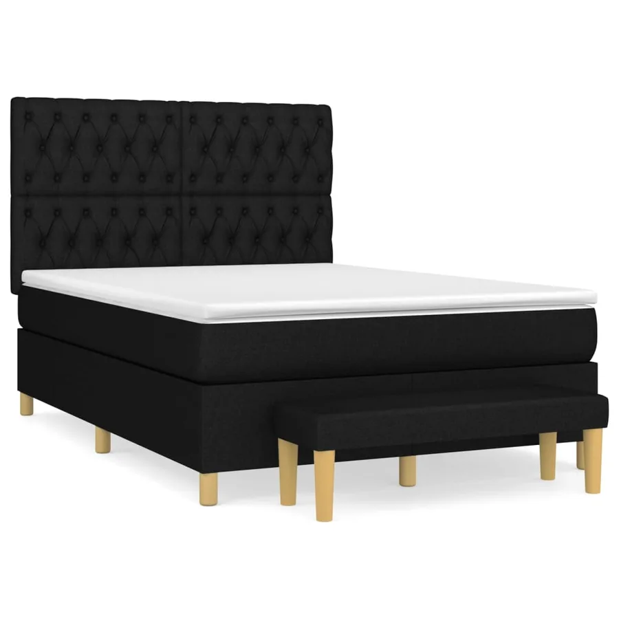 Sommier à lattes de lit avec matelas Noir 140x190 cm Tissu - 2
