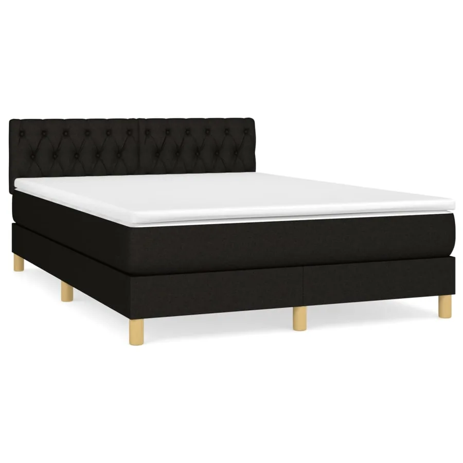 Sommier à lattes de lit avec matelas Noir 140x190 cm Tissu - 2