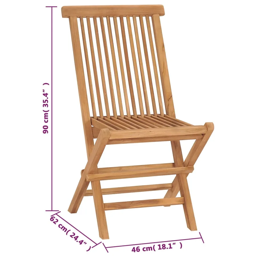 Chaises de jardin pliables lot de 4 Bois de teck massif - 9