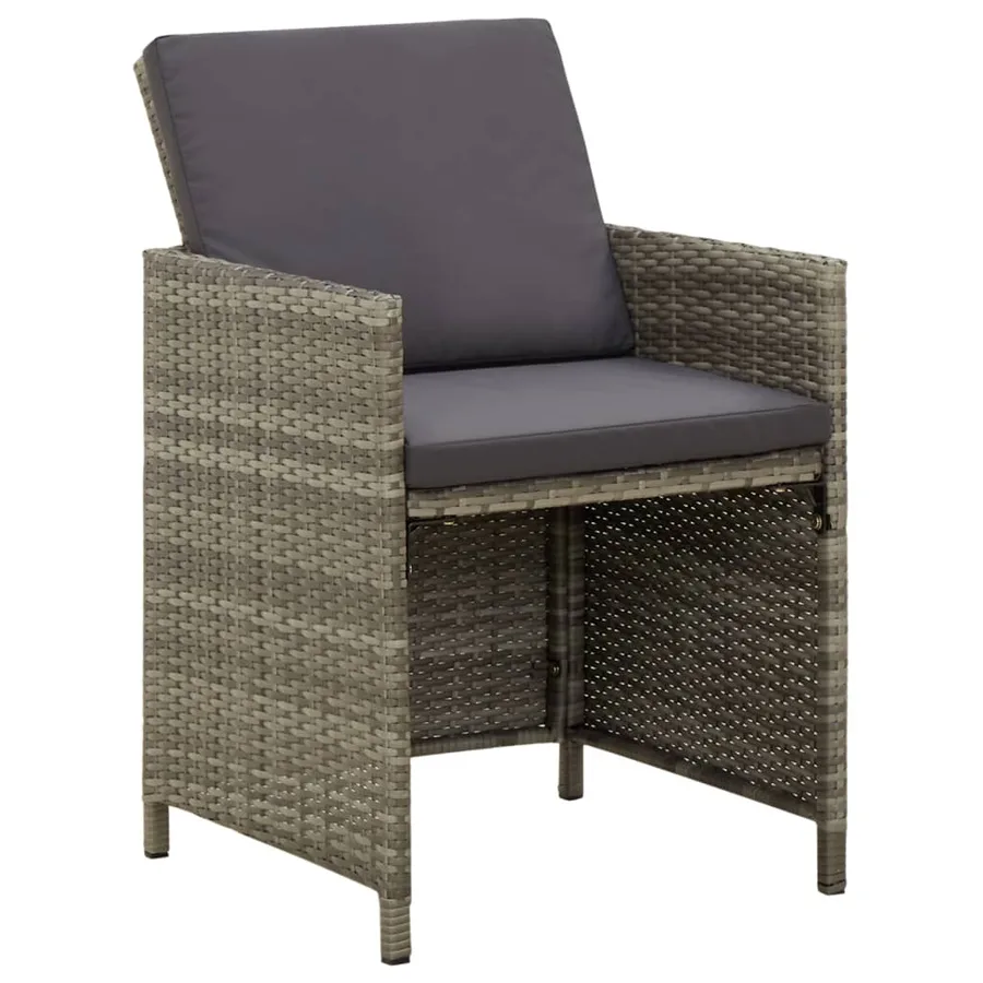 Chaises de jardin avec coussins lot de 4 Résine tressée Gris - 2