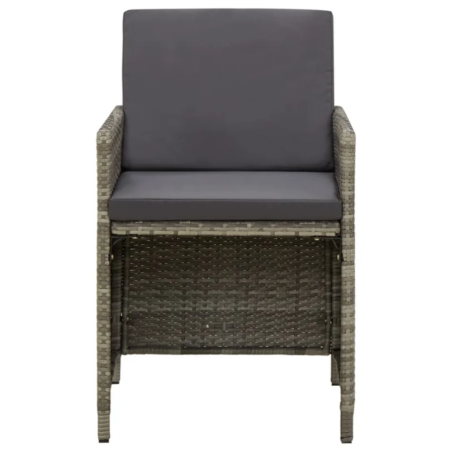 Chaises de jardin avec coussins lot de 4 Résine tressée Gris - 3