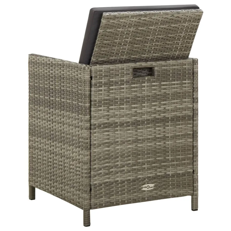 Chaises de jardin avec coussins lot de 4 Résine tressée Gris - 5