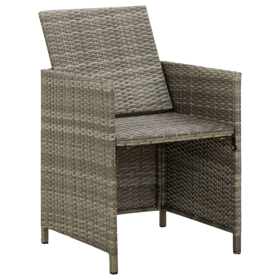 Chaises de jardin avec coussins lot de 4 Résine tressée Gris - 6