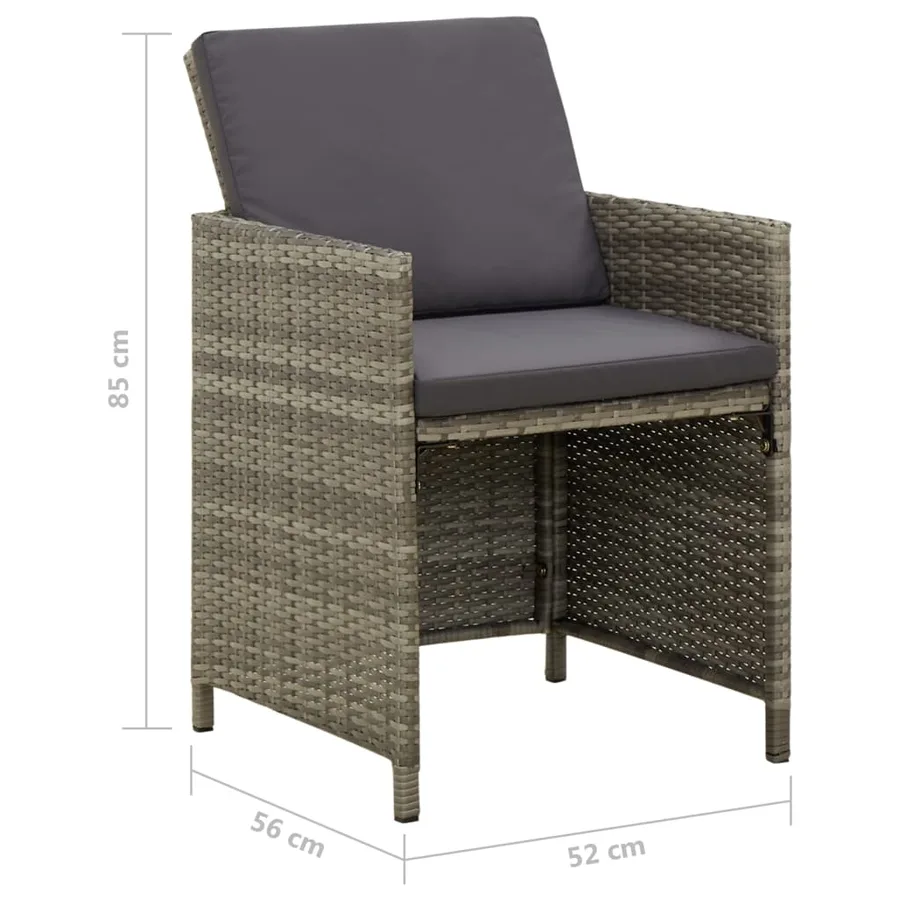 Chaises de jardin avec coussins lot de 4 Résine tressée Gris - 8