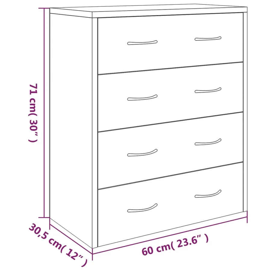Buffet avec 4 tiroirs 60x30,5x71 cm Sonoma gris - 7