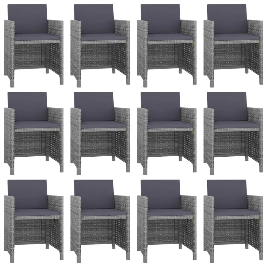 Ensemble à manger d'extérieur 13 pcs coussins rotin anthracite - 2