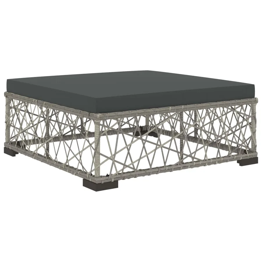 Salon de jardin 6 pcs avec coussins résine tressée gris - 6
