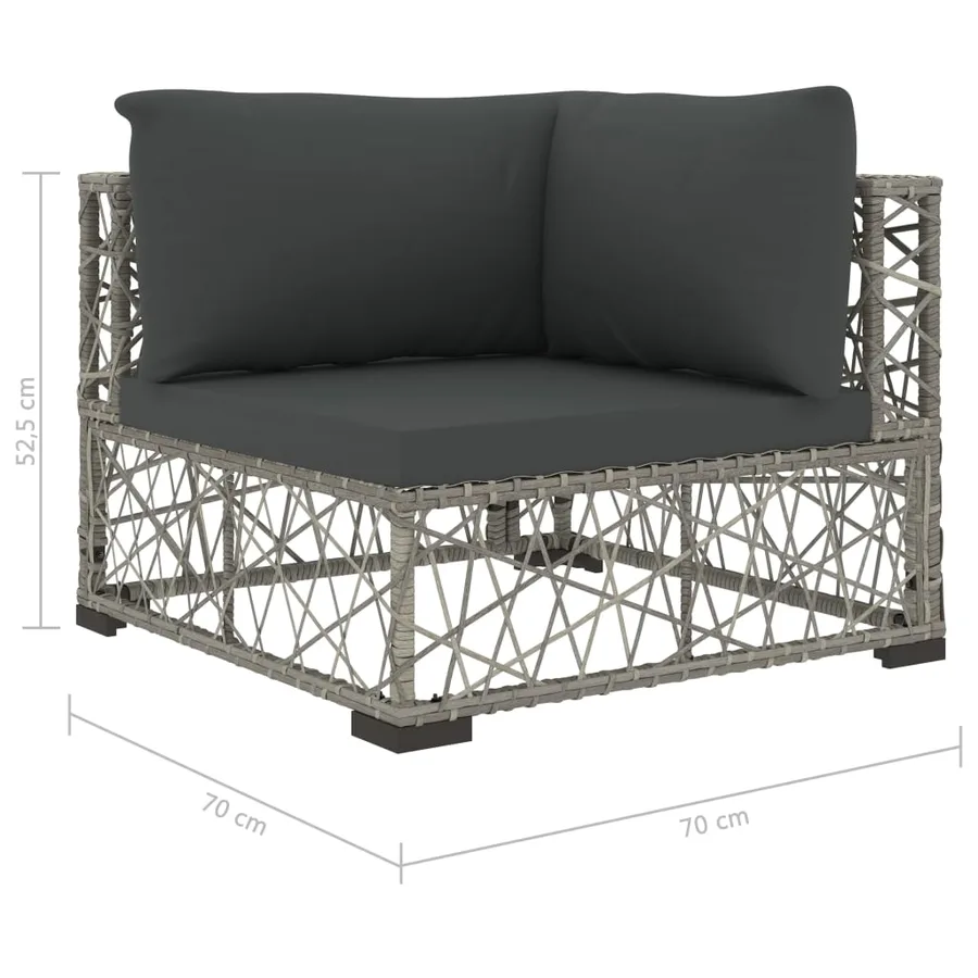 Salon de jardin 6 pcs avec coussins résine tressée gris - 8