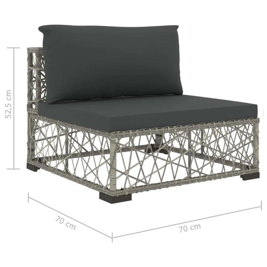 Salon de jardin 6 pcs avec coussins résine tressée gris - 9