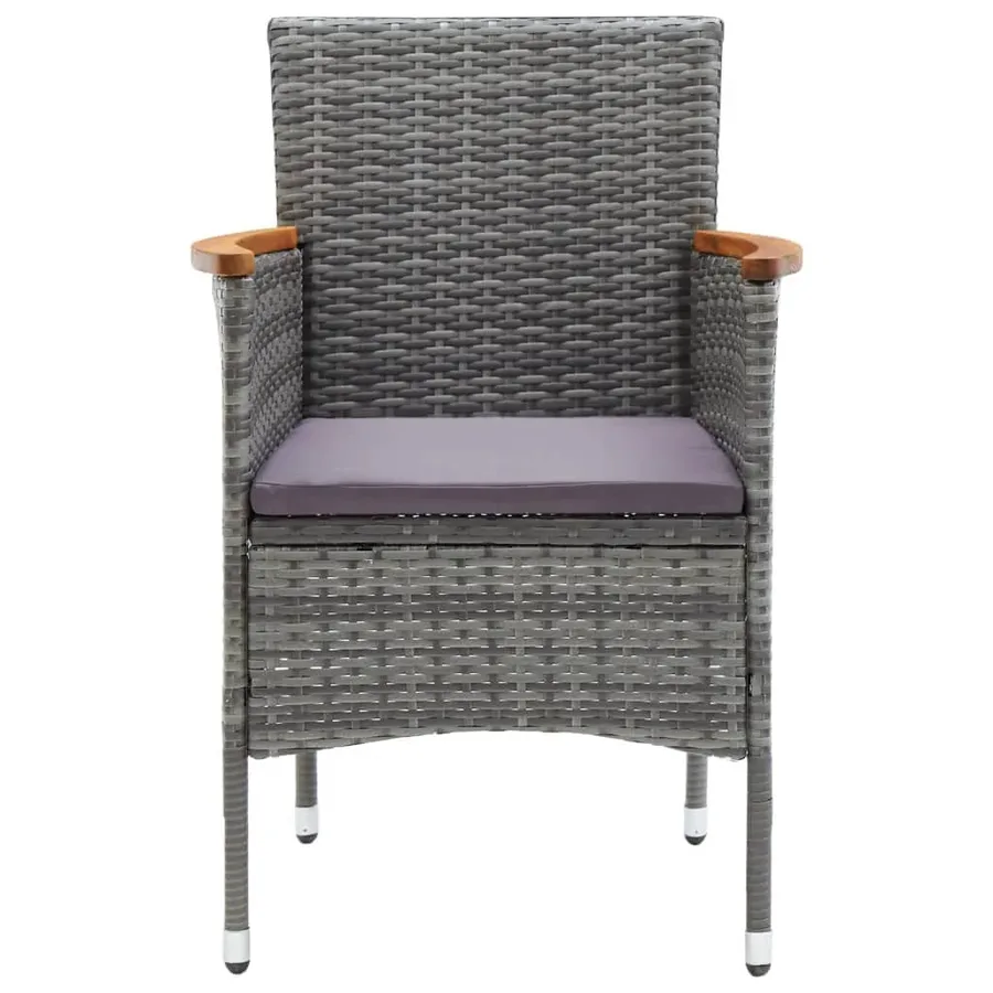 Ensemble à manger de jardin coussins 7pcs Résine tressée Gris - 5