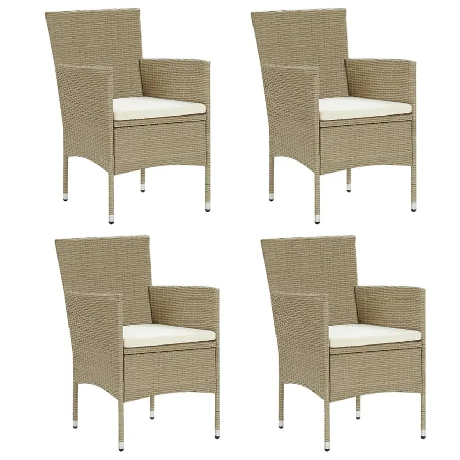 Ensemble à manger de jardin et coussins 5 pcs Poly rotin Beige - 3