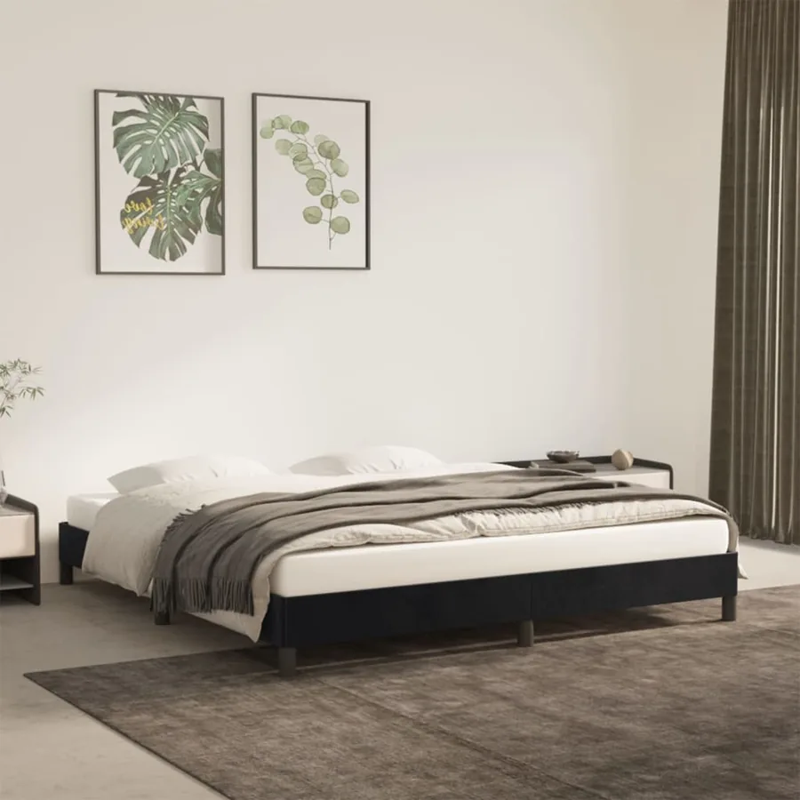 Cadre de lit sans matelas noir 160x200 cm velours