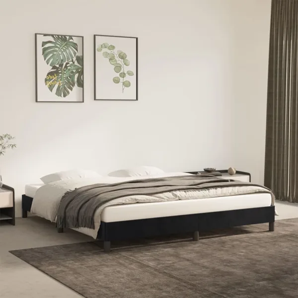 Cadre de lit sans matelas noir 160x200 cm velours