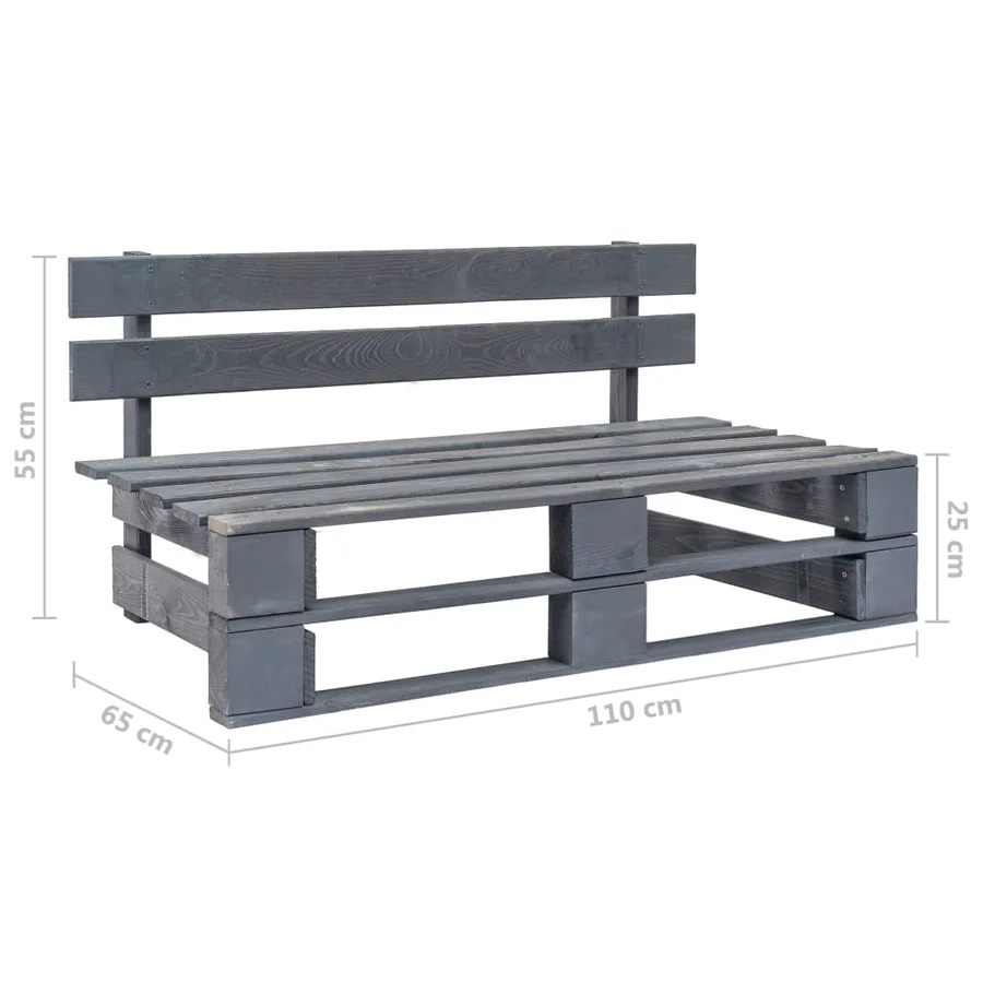 Canapé central palette de jardin Gris Bois de pin imprégné - 11