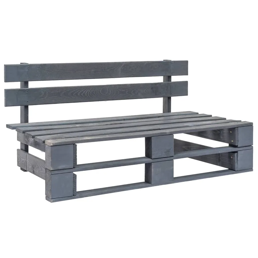 Canapé central palette de jardin Gris Bois de pin imprégné - 2