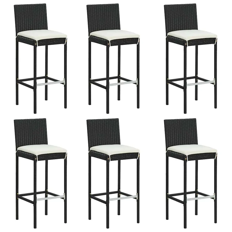 Ensemble de bar de jardin avec coussins 7 pcs Noir - 7