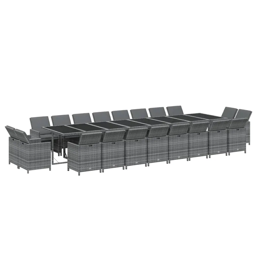 Ensemble à manger de jardin coussins 21 pcs Gris Résine tressée - 3