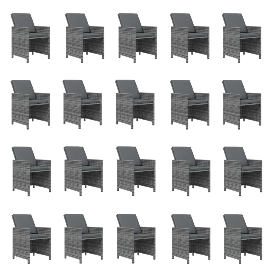 Ensemble à manger de jardin coussins 21 pcs Gris Résine tressée - 4