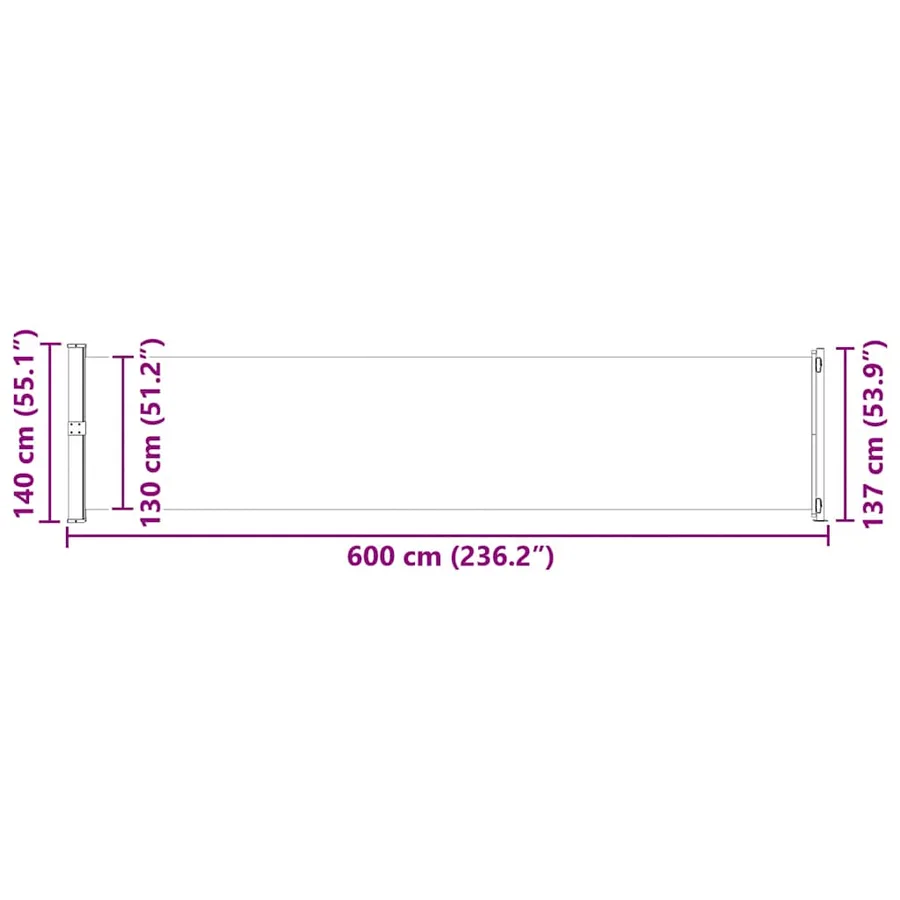 Auvent latéral rétractable de patio 140x600 cm Gris - 11