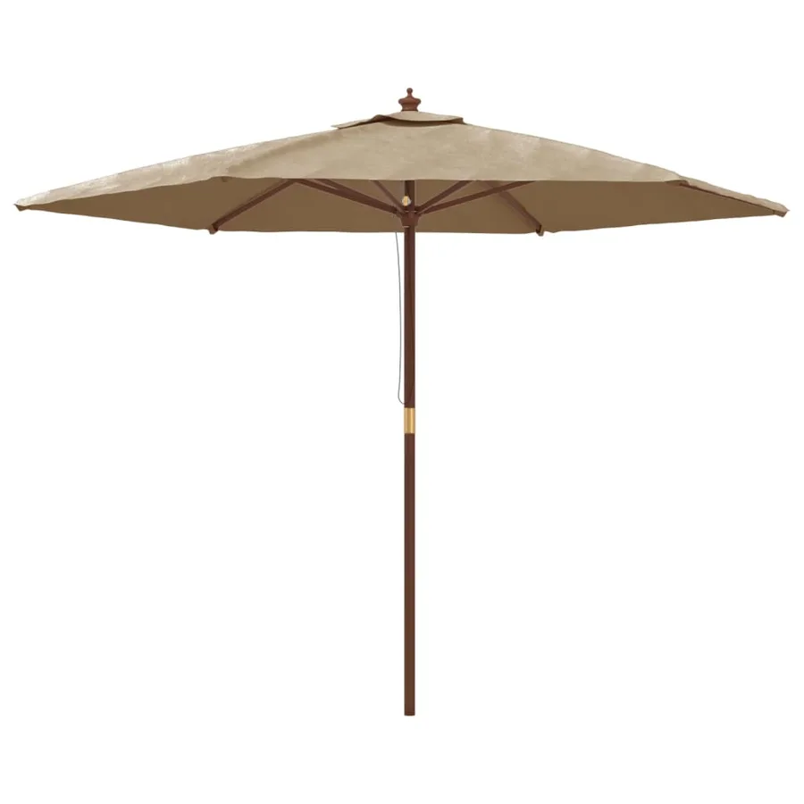 Parasol de jardin avec mât en bois taupe 299x240 cm - 2