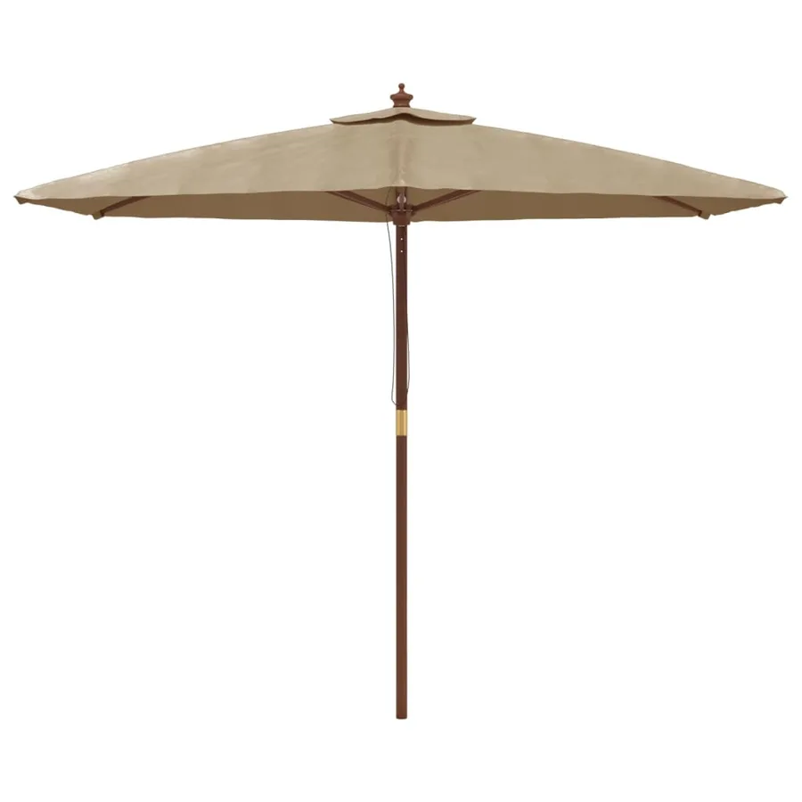 Parasol de jardin avec mât en bois taupe 299x240 cm - 3
