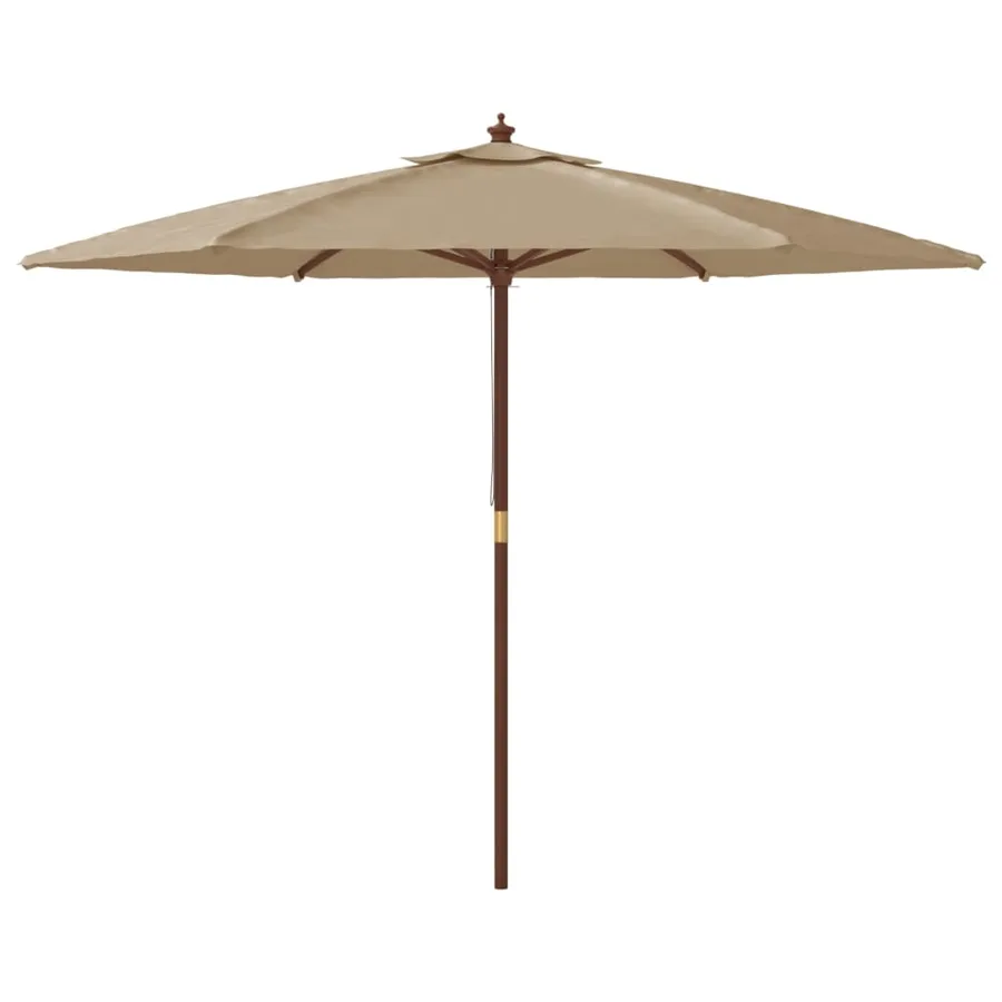 Parasol de jardin avec mât en bois taupe 299x240 cm - 4