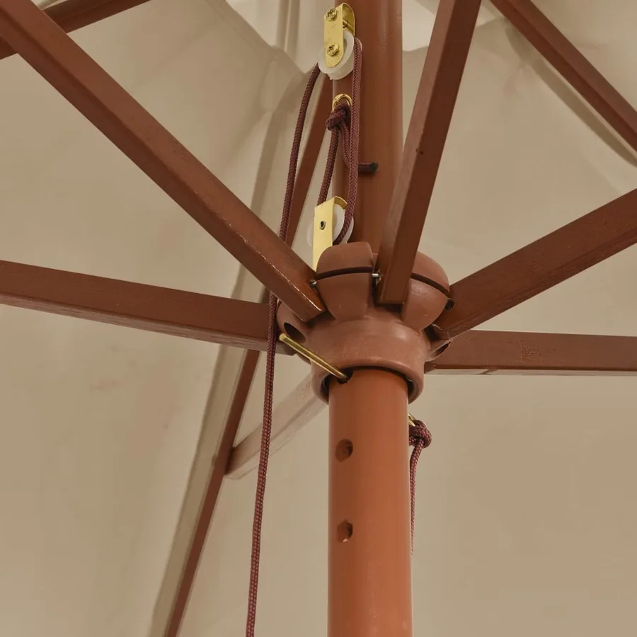 Parasol de jardin avec mât en bois taupe 299x240 cm - 6