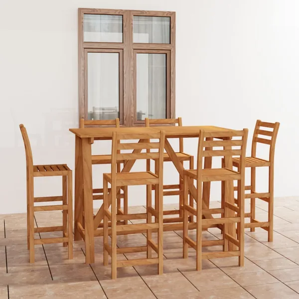 Ensemble de bar d'extérieur 7 pcs Bois d'acacia massif