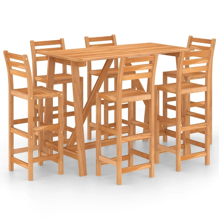 Ensemble de bar d'extérieur 7 pcs Bois d'acacia massif - 2