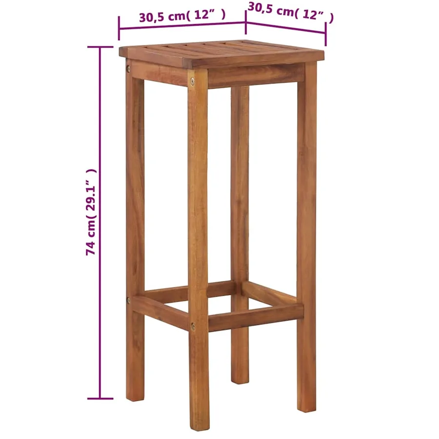 Tabourets de bar lot de 2 bois d'acacia massif - 9