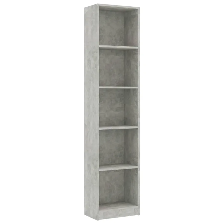 Bibliothèque à 5 niveaux Gris béton 40x24x175cm Bois ingénierie - 2
