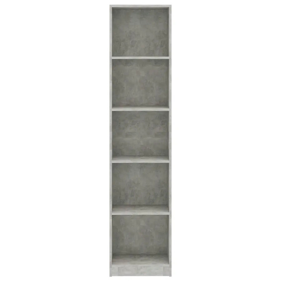 Bibliothèque à 5 niveaux Gris béton 40x24x175cm Bois ingénierie - 4