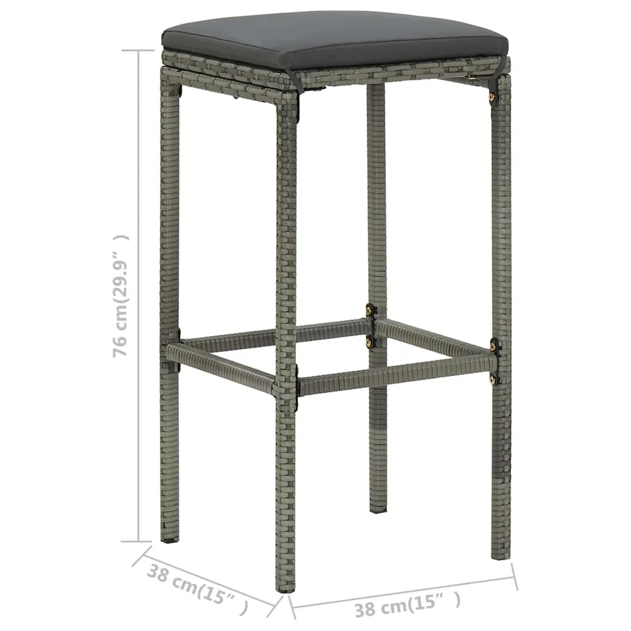 Ensemble de bar de jardin avec coussins 7 pcs Gris - 12