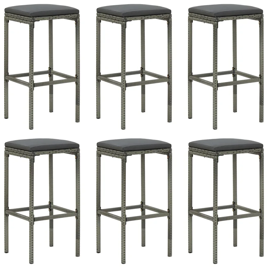 Ensemble de bar de jardin avec coussins 7 pcs Gris - 7