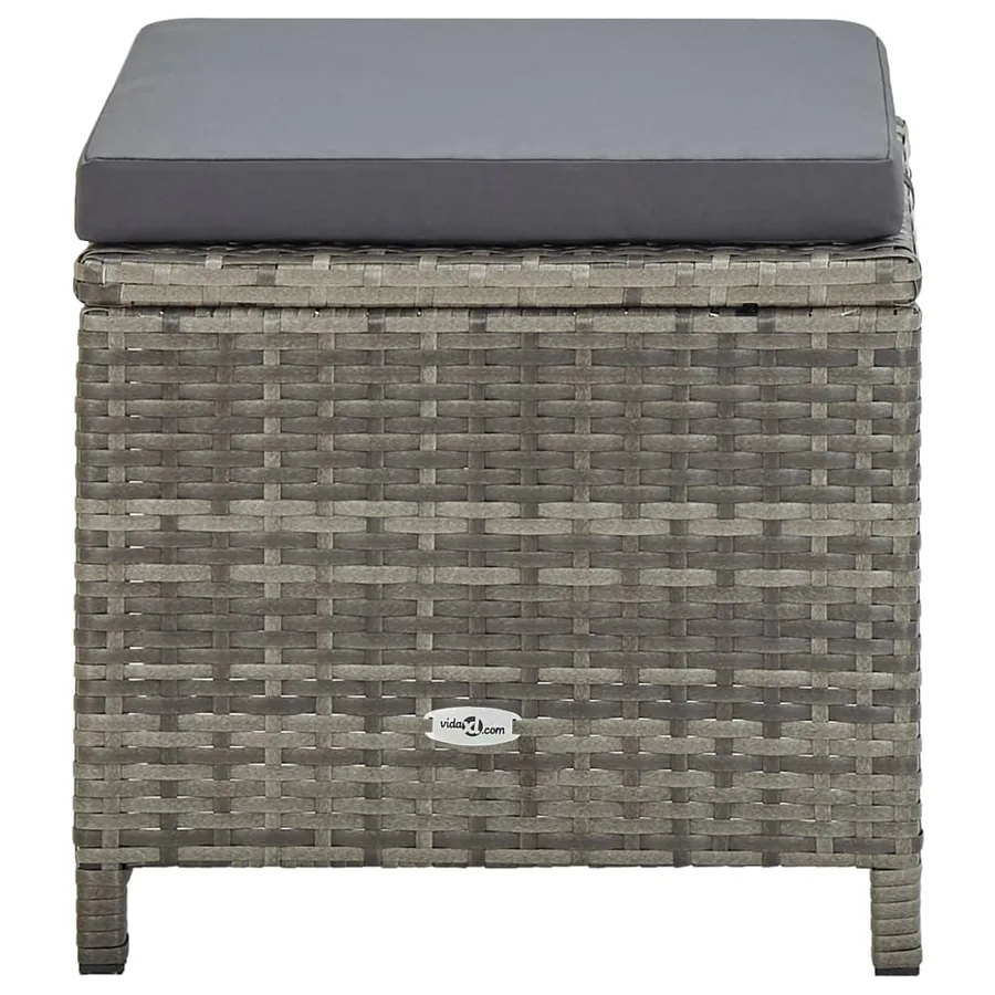 Ensemble à manger d’extérieur 11pcs et coussins poly rotin Gris - 10