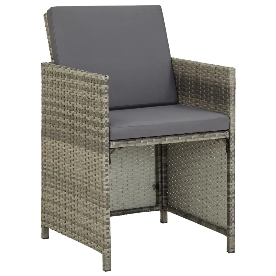 Ensemble à manger d’extérieur 11pcs et coussins poly rotin Gris - 12