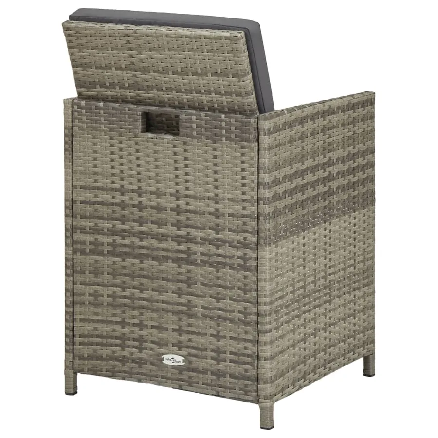 Ensemble à manger d’extérieur 11pcs et coussins poly rotin Gris - 14