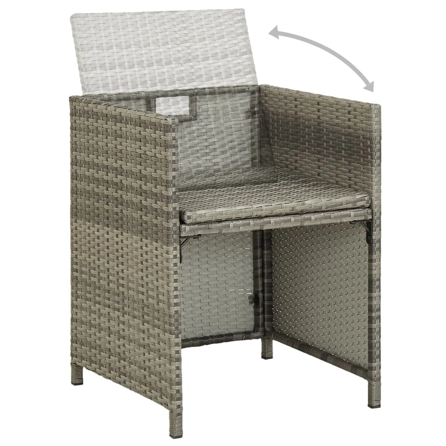 Ensemble à manger d’extérieur 11pcs et coussins poly rotin Gris - 15